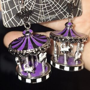 Purple and Black Carousel Earrings
